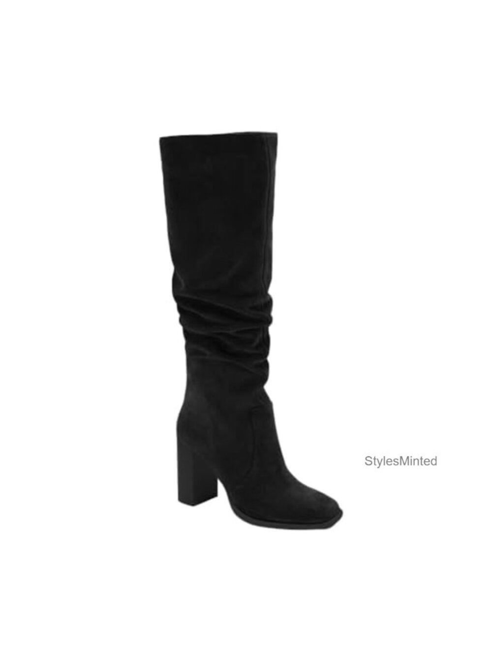 Juliet Holy Knee High Boots Chunky Heel Square Toe Side Zipper